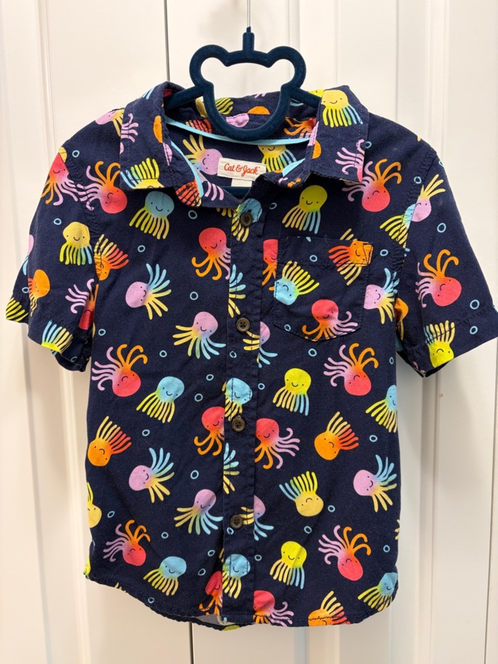 Cat & Jack Navy Short-Sleeve Octopus Print Shirt - Multicolor